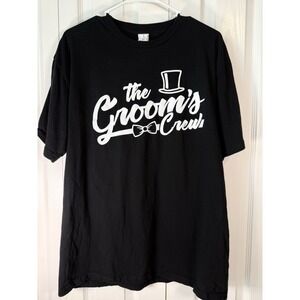 The Groom's Crew T-Shirt Black Wedding Bachelor Party Graphic Tee Men's Size L